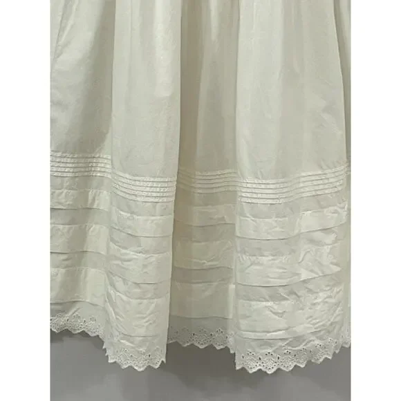 DOEN Sz M Medium Sebastiane Skirt Midi Scalloped Ivory Powder A-Line - Picture 6 of 16